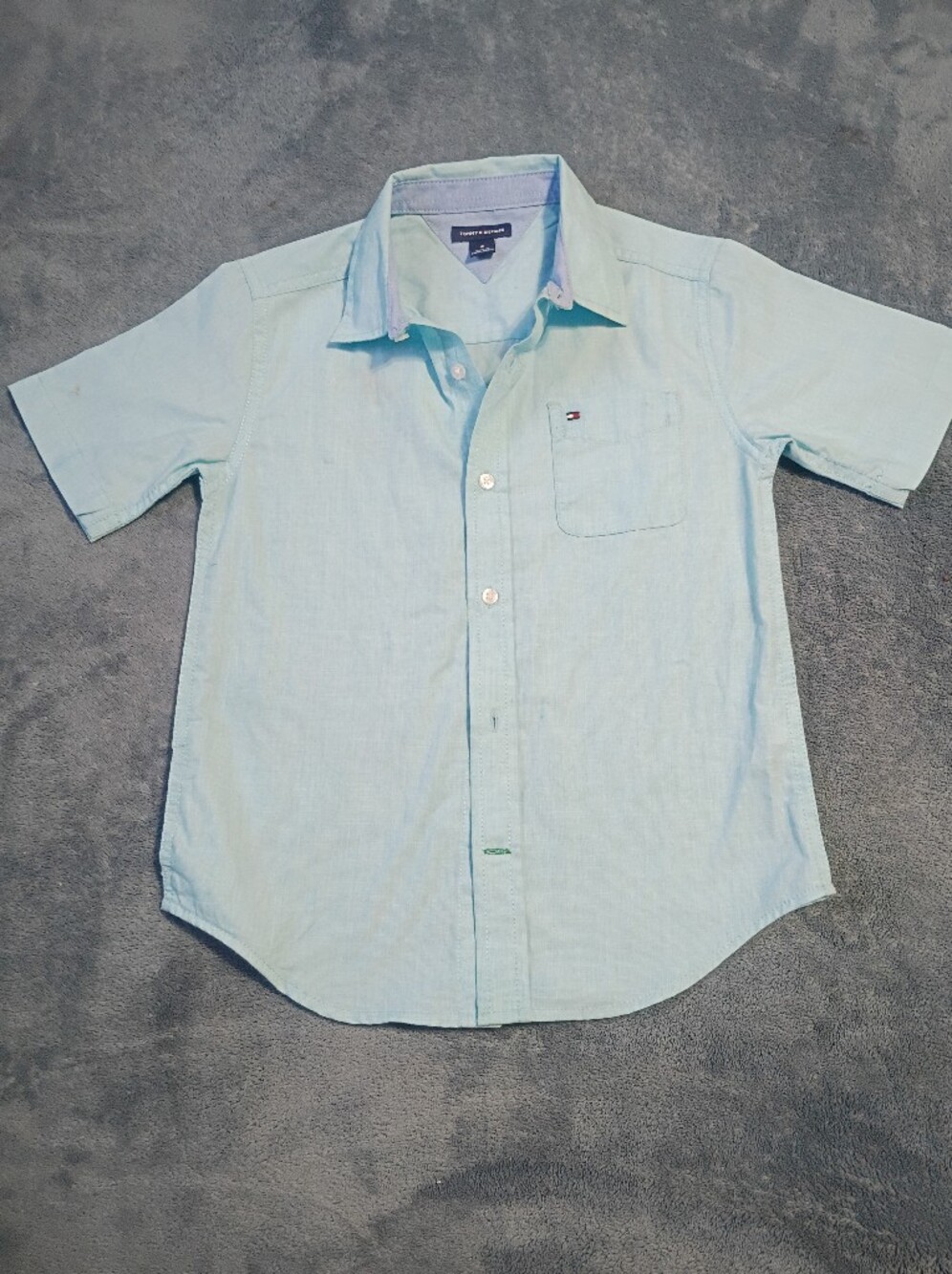 Tommy Hilfiger Pale Blue Short-Sleeve Button-Down Shirt